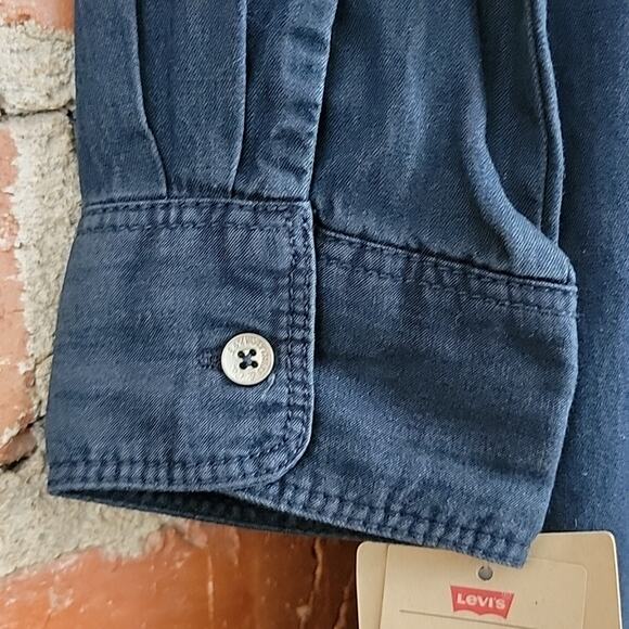 Levi's Girl's Long-Sleeve Button-Up Blue Chambray Shirt Dress 12 - Picture 7 of 14